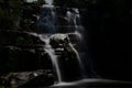 Waterfall in the Rain Forest. Tree fern waterfall tropical rain forest paradise. Fervenza de CasariÃ±os.Fervenza da Freixa. night