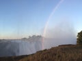 Waterfall rainbow Victoria falls Zambezi river Royalty Free Stock Photo