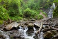 Waterfall in rainy weather