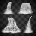 Realistic waterfall vector set, various water cascades