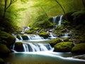 Waterfall reflections Get low to capture the reflection in the water Soft made with generative ai