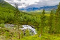 Waterfall on Risjok river in Khibiny Mountains, Kola Peninsula, Russia