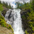 Waterfall on Risjok river in Khibiny Mountains, Kola Peninsula, Russia.