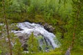 Waterfall on Risjok river in Khibiny Mountains, Kola Peninsula, Russia.