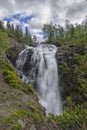 Waterfall on Risjok river in Khibiny Mountains, Kola Peninsula, Russia.