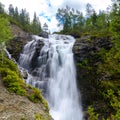 Waterfall on Risjok river in Khibiny Mountains, Kola Peninsula, Russia