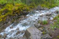 Waterfall on Risjok river in Khibiny Mountains, Kola Peninsula, Russia