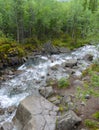 Waterfall on Risjok river in Khibiny Mountains, Kola Peninsula, Russia