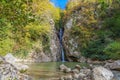 Waterfall on the river Agura. Sochi National Park. Russia. Royalty Free Stock Photo
