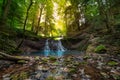 Waterfall at mountain river. cascade Royalty Free Stock Photo