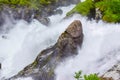 Waterfall and river from Briksdalsbreen Briksdal glacier. Jostedalsbreen National Park. Norway Royalty Free Stock Photo