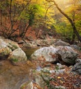 Waterfall river into canyon Royalty Free Stock Photo