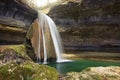 Waterfall in a rock cavity