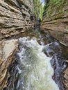 Waterfall between the rocks in Ausable Chasm Canyon