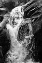 Waterfall on Rocks Black and White Royalty Free Stock Photo