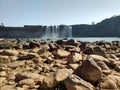 Front View of Chitrakoot Waterfall in January in chattisgarh. A very soothing vision in the morning. Royalty Free Stock Photo