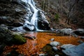 Waterfall and rocks and ice