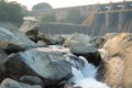 Waterfall between the rocks in maithon dam Royalty Free Stock Photo