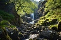 a waterfall in a rocky area