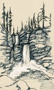Waterfall in Rocky Mountains
