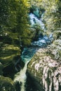 A waterfall in a rustic town in Catalonia, Spain