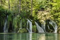 Waterfall`s and water strem at Plitvice lakes park Royalty Free Stock Photo