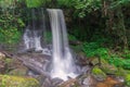 Waterfall scene at Rom Klao Pharadon Waterfalls in rainforest Thailand