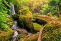 Waterfall scene at Rom Klao Pharadon Waterfalls in rainforest Thailand