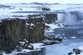 Waterfall Selfoss in Iceland, wintertime Royalty Free Stock Photo