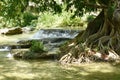 Waterfall in seven little girl national park travel location in Thailand