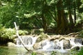 Waterfall in seven little girl national park travel location in Thailand