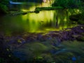 Waterfall at sinter terraces with mystical light