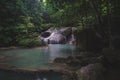 Waterfall with soft tone blue water Royalty Free Stock Photo