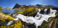 Waterfall in the south of Norway near Geiranger on a sunny day, Romsdal Royalty Free Stock Photo