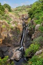 Waterfall stream canyon landscape. Rapid stream current water between mountain boulders. Israel