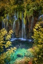 Waterfall at summer. National Park Plitvice Lakes.