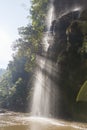 Waterfall with Sunlight in The Water Stream That Lead to Thi Lor Su Waterfall in Tak Province in Northwestern Thailand Royalty Free Stock Photo