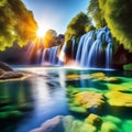 Waterfall at Sunrise, Croatia's Natural Wonder Royalty Free Stock Photo