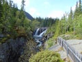 Waterfall surrouned by mountains Royalty Free Stock Photo