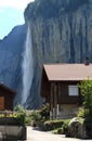Waterfall in the Swiss village of Lauterbrunnen