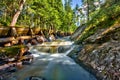 Waterfall and timber rafting facility in Sweden Royalty Free Stock Photo
