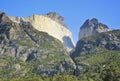 Waterfall in torres del paine above rock walls Cuernos, patagonia Royalty Free Stock Photo