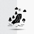 waterfall, tree, pain, clouds, nature Glyph Icon on Transparent Background. Black Icon Royalty Free Stock Photo