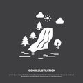 waterfall, tree, pain, clouds, nature Icon. glyph vector symbol for UI and UX, website or mobile application