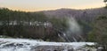 Waterfall with trees and Sunset Royalty Free Stock Photo