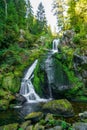 A waterfall in Triberg black forest with a misty spray Royalty Free Stock Photo