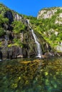 Waterfall Trollfjord Trollfjorden in the Lofoten Islands, Norw Royalty Free Stock Photo