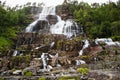 Waterfall Tvindefossen in summer, Norway