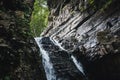 Waterfall in the Ukrainian Carpathians Gorgany mountain range. Bukhtivets waterfall