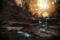 Waterfall under stone bridge in Rhodope mountain near Sitovo village, Plovdiv region, Bulgaria, Euro Royalty Free Stock Photo